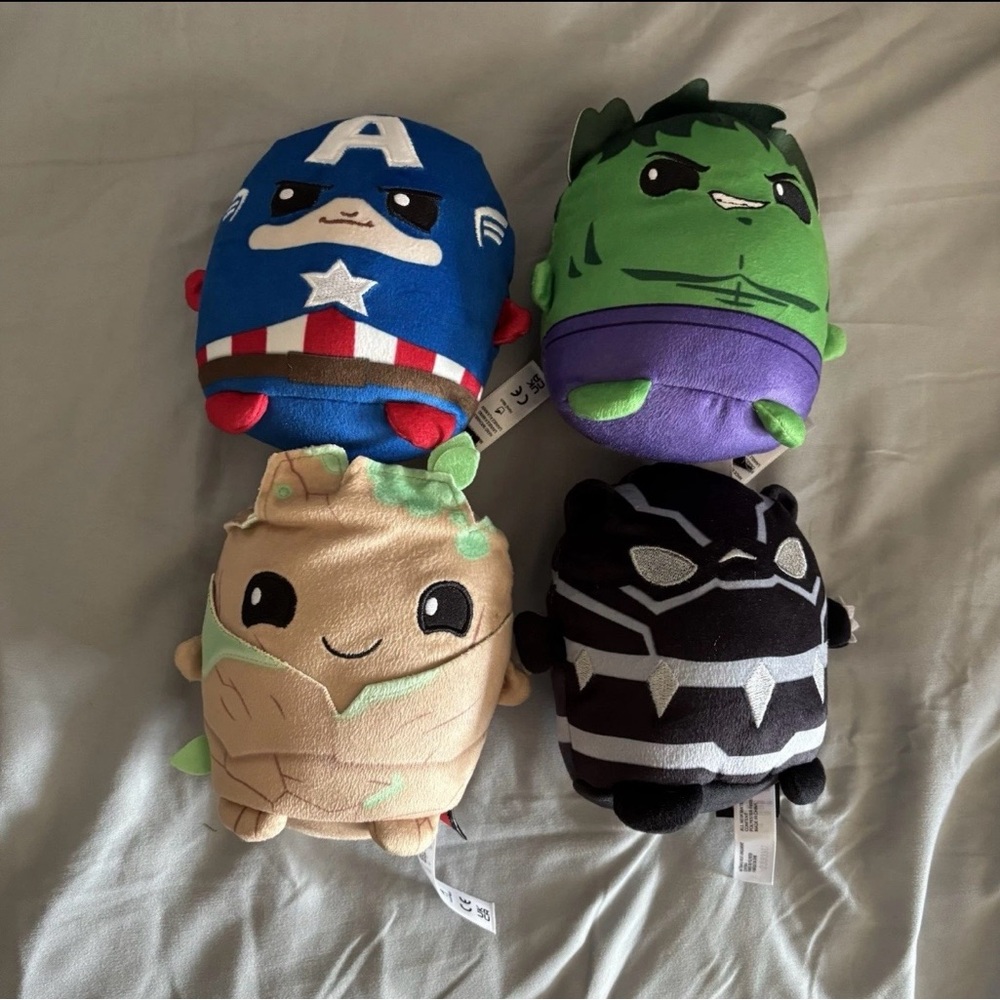 Disney Marvel Mattel Cuutopia 5.5” Lot Of 4 Plush Toys Hulk Captain America Soft